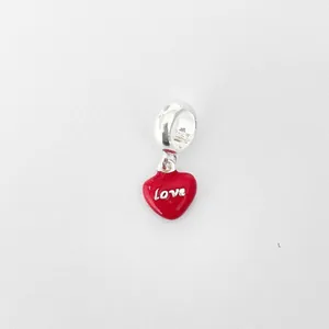 Berloque Esmaltado Vermelho Love Prata 925