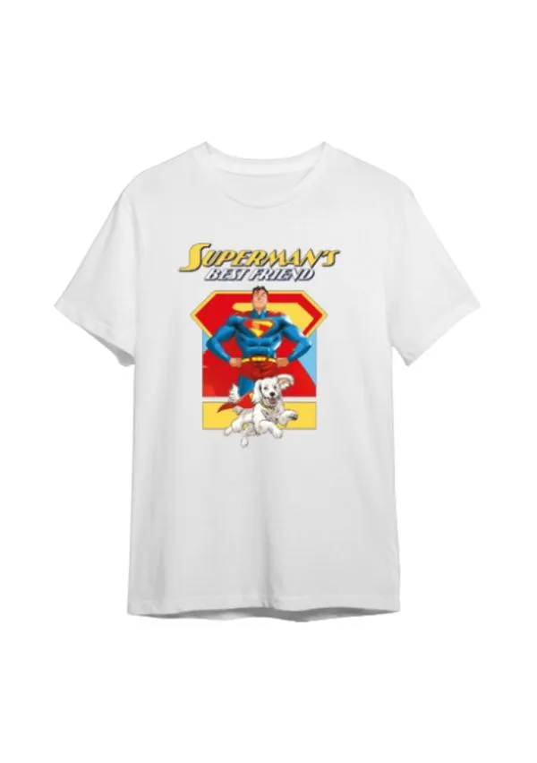 Camiseta Algodão Branca Manga Curta Superman BFF 14 / Branca