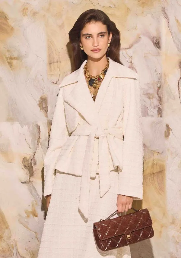 Casaco Manga Longa Tweed Branco G