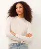 blusa de tricot gola alta manga longa off white G