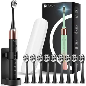 Escova Elétrica Sonica Com 10 Cabecas De Escova Kuicur 42000vpm Preto A-BI