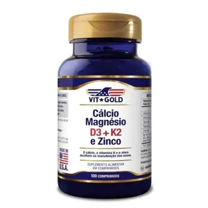 Cálcio Magnésio Zinco com Vitamina D3 e K2 Vitgold 100 Comprimidos