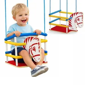 Balanço Infantil Cavalinho com Grade de Proteção em MDF Suspenso Até 35kg Junges Balanço Infantil Cavalinho em MDF com Corda e Grade de Proteção Junges