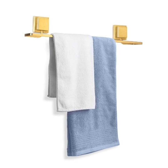 Porta Toalha Banho Piatina Dourado Fosco Com Dupla Face 3M