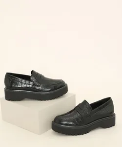 Oxford Feminino Oneself Texturizado Croco Salto Médio Tratorado Preto 39