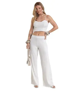 Top Cropped Feminino De Alça Texturizada Dianna Bege P