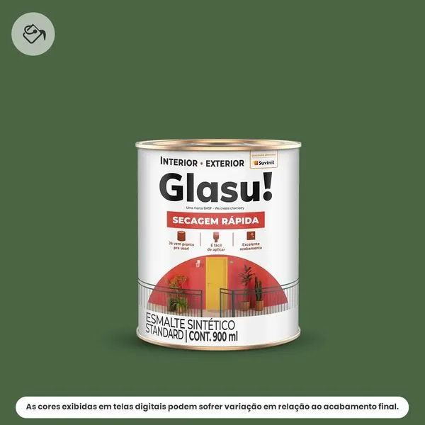 Tinta Esmalte Sintético Standard Brilhante Glasu Suvinil 900ml Secagem Rápida Verde Floresta (MP)