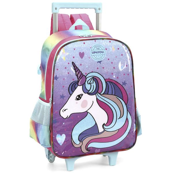 Mochila de Rodinhas Com Alça Luxcel Up4You Unicórnio Azul Único