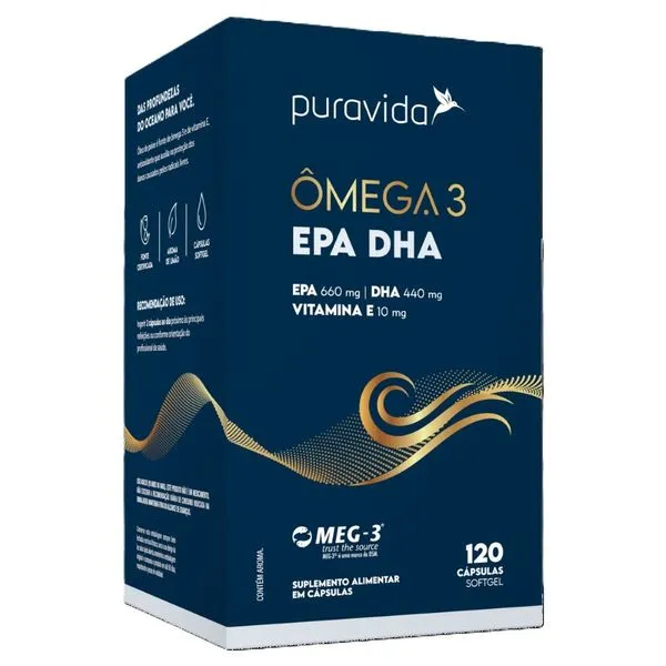 Suplemento Alimentar Puravida Ômega 3 EPA DHA 120 Cápsulas