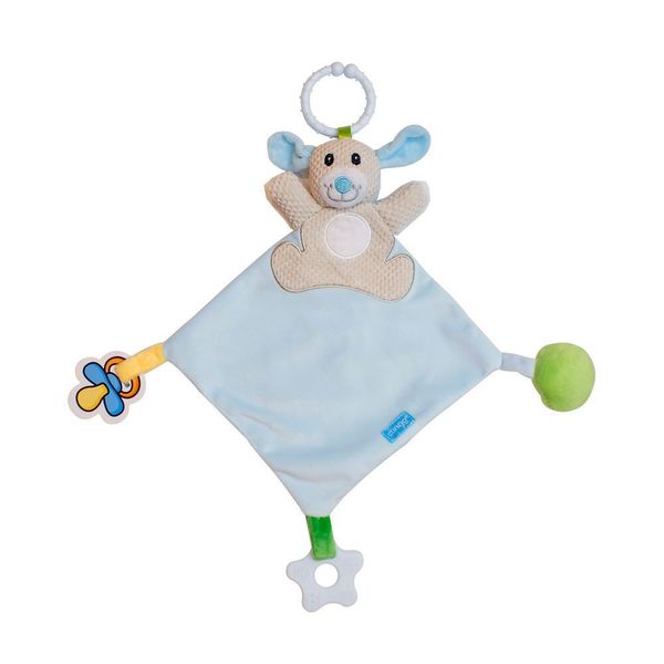 Naninha para Bebê Urso Azul com Suporte para Chupeta e Mordedor Aconchegante em Tecido Macio Azul Naninha para Bebê Urso Azul com Suporte para Chupeta Aconchegante em Tecido Macio Azul
