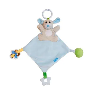 Naninha para Bebê Urso Azul com Suporte para Chupeta e Mordedor Aconchegante em Tecido Macio Azul Naninha para Bebê Urso Azul com Suporte para Chupeta Aconchegante em Tecido Macio Azul