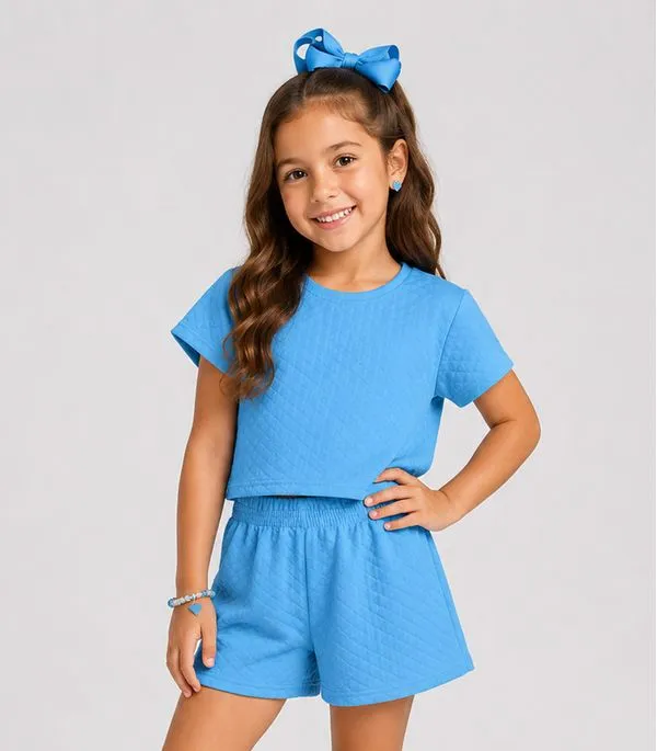 Conjunto Infantil Feminino Blusa e Short Select Azul 4
