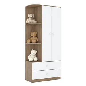 Guarda Roupa Infantil Solteiro Amarelinha 2 Portas 2 Gavetas MDP e MDF Rústico Branco Móveis Henn Guarda Roupa Infantil Solteiro Amarelinha 2 Portas 2 Gavetas Rústico Branco Móveis Henn