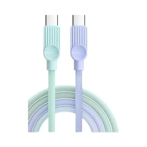 Cabo Essager USB-C 2.0M Nylon 60W EXCTT2-QLA56-P Azul/Verde