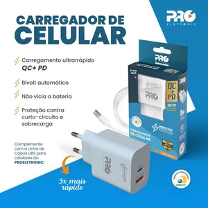 Carregador De Celular Universal Ultrarrápido 20W Proeletronic
