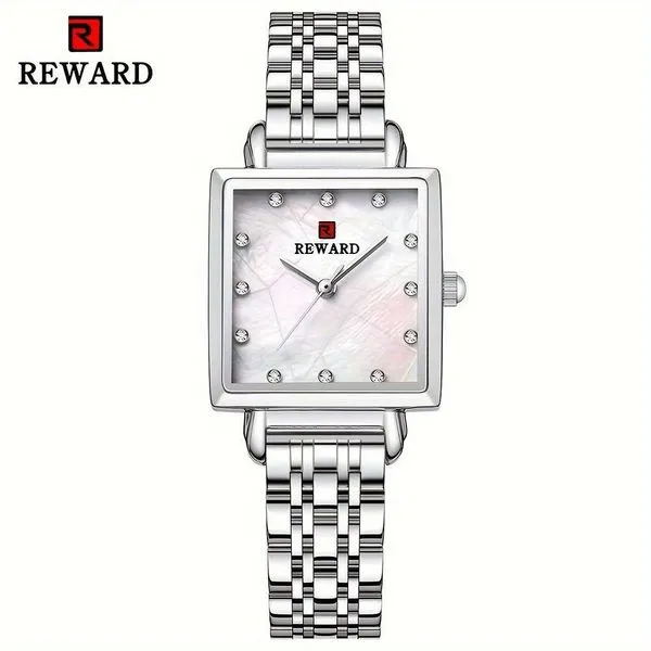Relógio de Pulso Feminino Reward 2022 Quartzo Quadrado Analógico e Digital Aço Inox Rosa Prateado Relógio de Pulso Feminino Reward 2022 Quartzo Quadrado Analógico e Digital Rosa Prateado