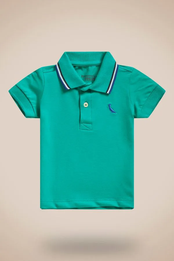 Polo Bb Piquet 3 Frisos Verde Bandeira - P