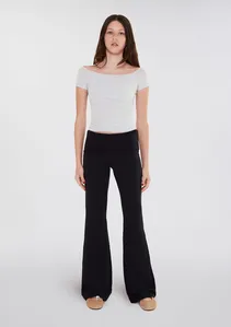 Calça Teen Flare Com Cós Dobrável - Preto M