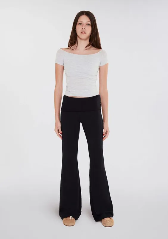 Calça Teen Flare Com Cós Dobrável - Preto M