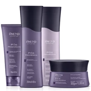 Kit Shampoo, Condicionador, Máscara e Creme Defrisante Amend Pós Progressiva
