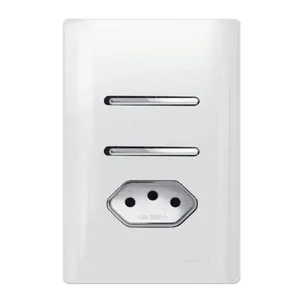 2 Interruptores Simples + Tomada Universal 2P+T 20A Cromado com Placa 4x2 - DC-120026 - NOVARA