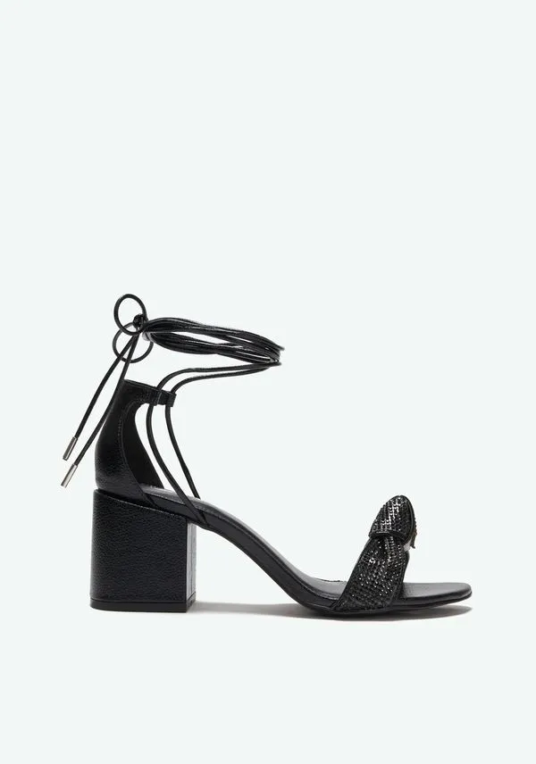 Sandália Bloco Laço Strass Preto 39