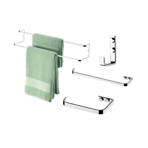 Kit de Acessórios para Banheiro 4 Peças Porta Toalha Duplo Papeleira e Cabide Cromado Future Utilidades Kit Banheiro 4 Peças Porta Toalha Duplo Papeleira e Cabide Cromado Future Utilidades