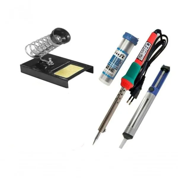 Solda Ferro + Suporte + Sugador + Solda Fio Tubete 220V 40w