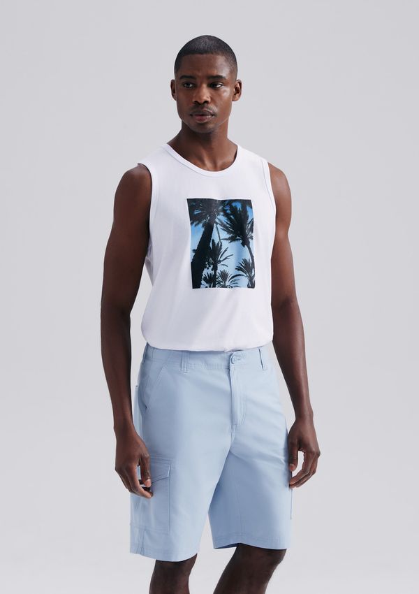 Bermuda Básica Masculina Cargo Em Sarja - Azul 044