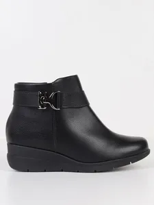Bota Cano Curto Anabela Feminina PRETO 37