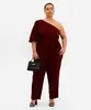 macacão ombro único feminino plus size vinho GG3