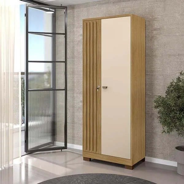 Armário Multiuso Ambiente Versatill 2 Portas Com Chave Carvalho Americano Off White - Incorplac