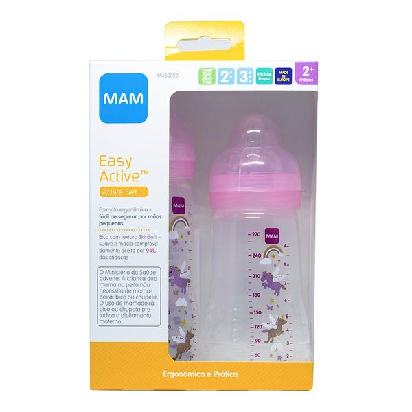 Kit Mamadeira Mam Easy Active Rosa 2 Unidades