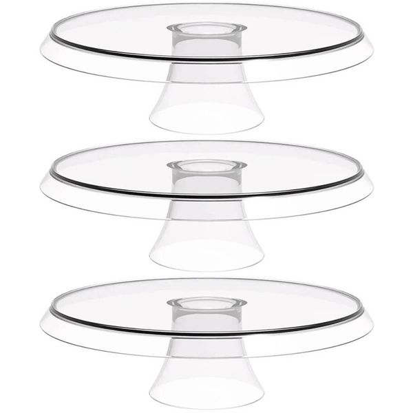 Conjunto 3 Boleiras Transparentes 28cm Bases para Docinhos e Tortas Glassy Crippa