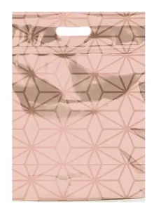 Sacola Presente Zipada Laminada Star Rose Gold Média