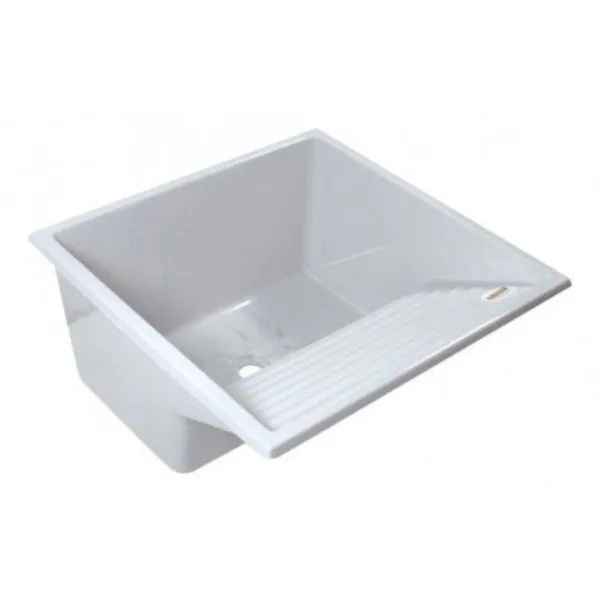 Tanque Granitado Simples 45x45 20L Fix em Mármore Sintético Branco Irmãos Corso Tanque Granitado Simples 45x45 20L Fix Mármore Sintético Branco Irmãos Corso