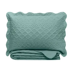 Kit Colcha Queen Ilusion Orla 100% Poliéster Cor 16-5304 Piscina 3 Peças 240x260cm 118044038676 - Camesa