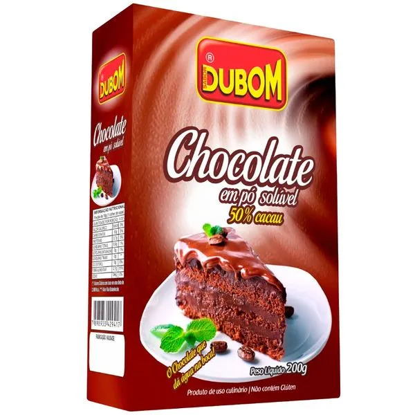 Chocolate em Pó Soluvel Dubom 50% Cacau 200g