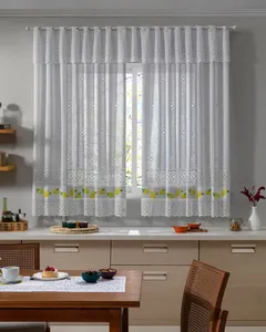 Cortina De Cozinha Valencia 200cmX120cm Estampa Limões Branca UN