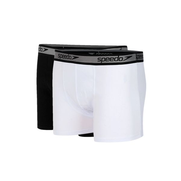 Kit Cuecas Boxer Cotton com 2 Unidades Branco Preto | Speedo M