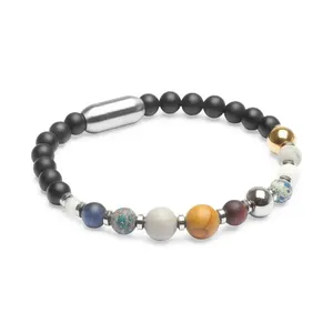 Pulseira Gaia de Pedra Natural Ágata Preta Preta P-M