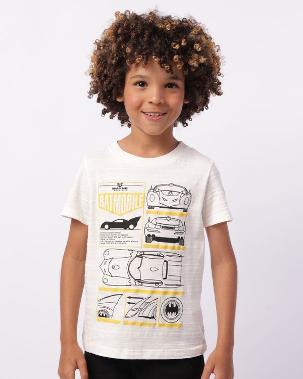 Camiseta Infantil Algodão Texturizada DC Comics Batman Off White 4