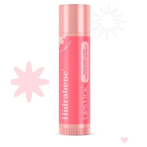 Hidratante Labial Hidrabene Lipstick Morango Com Chocolate Branco 5g