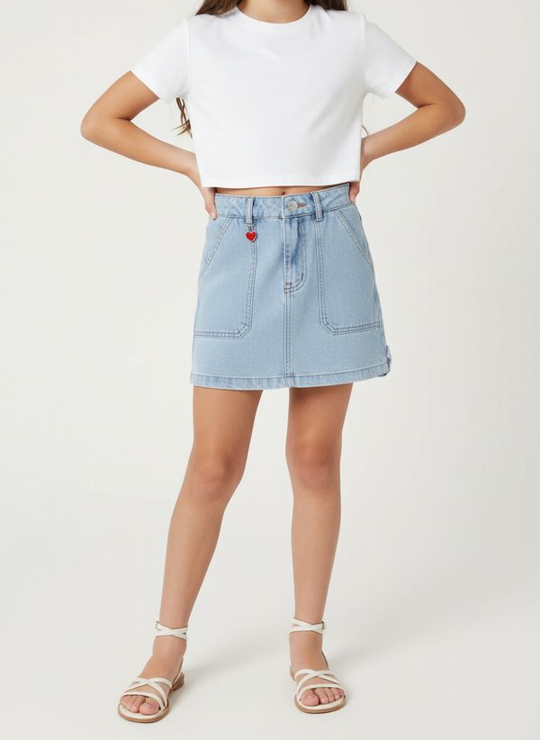 Saia Jeans Juvenil Para Menina - AZUL 16