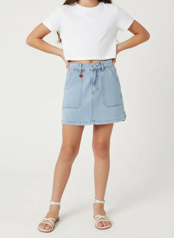 Saia Jeans Juvenil Para Menina - AZUL 16