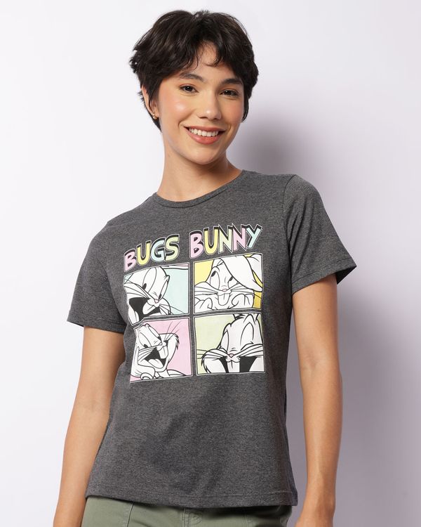 Camiseta Feminina Warner Pernalonga Manga Curta Cinza P
