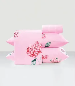 Jogo de Cama Solteiro 200 Fios Flores Lar e Lazer Rosa UN / Rosa