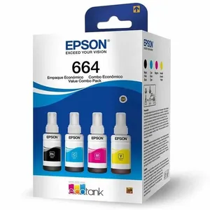 Garrafas de Tinta 4 Unidades Epson Preta, Ciano, Magenta e Amarela T664520-4P