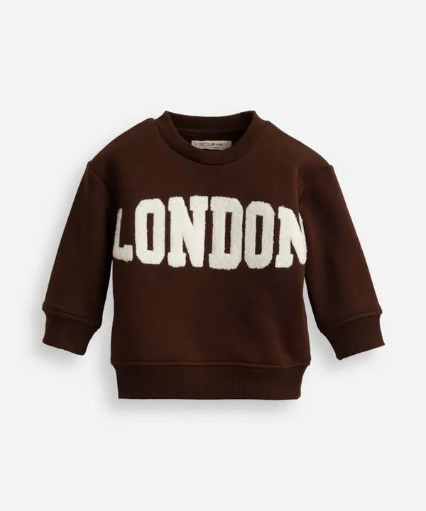 blusão de moletom infantil london marrom 3