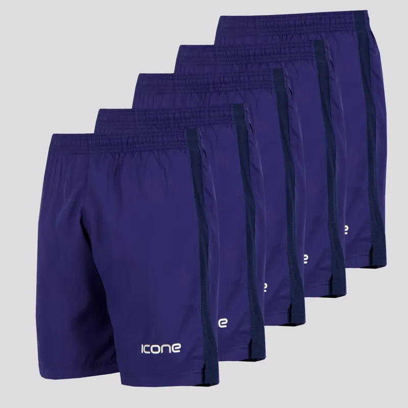 Kit de 5 Calções Ícone Sports Euro Azul Marinho